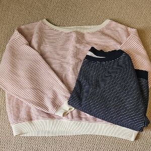 AE Off-The-Shoulder Waffle Sweatshirt Sz M Set Of 2